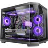 Mars Gaming MC-3TCOREM, Case Gaming Custom Micro-ATX, Tripla Finestra Vetro Temperato, Design Doppia Camera Laterale, Supporto Raffreddamento Liquido 360mm, Gestione Cavi, Mini Tower PC, USB-C, Nero