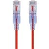 Monoprice SlimRun Cavo patch Ethernet Cat6A, cavo di rete Internet RJ45, 550 Mhz, UTP, filo di rame puro nudo, 10 G, 30 AWG, 2,1 m, rosso, confezione da 5