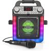 Singing Machine Sistema Mini karaoke con connessione Bluetooth - Singing Machine SML652 Groove Mini per Europa - Effetti di luce LED, microfono, USB, controllo eco e bilanciamento e ingresso AUX
