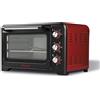 Girmi FE30 Forno Elettrico, 1600 W, Ventilazione, Luce interna, Timer, Termostato regolabile 230°, 4 resistenze riscaldanti, Griglia Inox, Accessori inclusi, Nero/Rosso