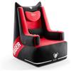 DIABLO Sedia Gaming con Pompa - Bager | Sedia da Gioco con Cuscini Ergonomici e 2 Porta Bevande | Supporto Regolabile | Tessuto Piacevole al Tatto | Sedia da Gaming fino a 120kg | Nero-Rosso