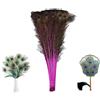 SMTCM 5 piume di pavone naturali lunghe 80-90 cm, vere piume di coda di pavone colorate, per fai da te, decorazioni per matrimoni, feste (viola chiaro)