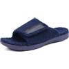 ONCAI Ciabatte Uomo con Arco Supporto, Punta Aperte Ortopedico Slides per Fasciitis plantare, Comfort Memory Foam Pelliccia sintetica Feltro Casa Pantofole Cinghie Regolabile, Blu scuro Taglia 49
