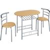 Yaheetech Set Tavolo e 2 Sedie Sala da Pranzo Cucina Mobili da Bar Piccoli Spazi Salvaspazio Balcone per 2 Persone in Legno e Metallo Sedia Portata 136 kg Beige