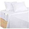 Utopia Bedding Set Lenzuola Matrimoniali 4 Pezzi 150x200 cm - Microfibra di Poliestere - Lenzuolo con Angoli con Tasche Portaoggetti, Lenzuolo Piatto e 2 Federe Ricamate, Bianco