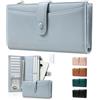 Vulkitty Portafoglio Donna Grande in Pelle con Chiusura Pulsante Snap - Organizzatore 15+ Carte, 2 Scomparti Banconote e Taschino Monete | Portafogli con Chiusura Lampo, Ideale per Uso Professionale e Viaggi