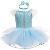 HIHCBF Neonata Costume di Carnevale Vestito da Principessa Elsa Pagliaccetto per Bimba Compleanno Festa Halloween Cosplay Natale Abitini per Bambina con Archetto 3-6 mesi