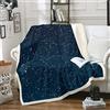 Tbrand Coperta in pile Sherpa con cielo stellato e costellazione blu scuro con tema spaziale esterno, coperta in peluche per divano letto, decorazione leggera e calda/via lattea 152,4 x 200,7 cm