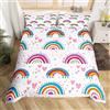 Loussiesd Simpatico set di biancheria da letto con copripiumino arcobaleno con motivo arcobaleno rosa arcobaleno per bambini e bambini colorati arcobaleno copriletto kawaii decorazione per camera