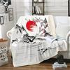 Loussiesd Coperta in pile con gru in stile giapponese Ukiyoe Sherpa per bambini, ragazzi e ragazze, Hokusai, coperta in peluche, stile esotico giapponese, per divano letto, singolo, 150 x 150 cm