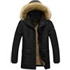 DianShao Uomo Casual Giacca Cappuccio Vento Imbottita Cappotto Parka Caldo Giubbotto Cappotti Nero M
