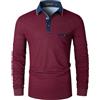 KUNJLELP Slim Fit Polo Uomo Manica Lunga Elegante Maglietta Scollatura Colorblocked Casuale T Shirt Camicia da Affari,A-Grigio,3XL