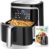 Aigostar 30IBT - Friggitrice ad Aria XXL,1900W, 7L, Air Fryer Senza Olio con 7 Scelte Già Programmate, Pannello Touch a Led, Cestello Removibile anti Aderente, Mantenimento Calore, 20- Ricette, Nero