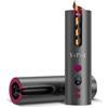 YAPOY Arricciacapelli Automatico Senza Fili Ricaricabile Bigodini Automatici con 5 Tempi e Timer, Camera di Lsolamento Termico, Schermo LCD, Adatto per Capelli Corti e Lunghi - Grigio&Magenta