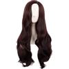 MapofBeauty 28 Pollice/70 cm Cosplay Lungo Ondato Curly Fibra sintetica Braccialetti laterali Anime Moda Party Parrucca Capelli (Scuro Marrone)