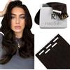 RUNATURE Extension Biadesivo Capelli Veri Marrone Scuro 25cm 20pcs 30g #2 | Extension Adesive Invisibile，Dritto,Lisci,Effetto Naturale