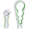 Relaxdays, bianco/verde Set Apribottiglie & Apriscatole, 2 Accessori Multifunzionale,Apri-Tutto per Barattoli & Bottiglie, Gomma