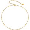 FOCALOOK Collana girocollo da donna placcata in oro 18 carati, collana corta per ragazze color oro, collana alla moda, accessorio per San Valentino, compleanno, Acciaio inossidabile, Nessuna pietra