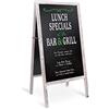 Unho Lavagna Cancellabile Nera con Cavalletto, Lavagna Magnetica Piegnevole Lavagna per presentazione per Bar Lavagna Bifacciale da Terra con Legno Cornice per Pasticceria Negozio 50x100cm Grigio