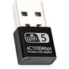 Aigital Chiavetta USB WiFi 1300Mbps per PC Fisso, Antenna Wifi Dual Band 2.4GHz/5.8GHz Adattatore di Rete Wireless per PC/Desktop/Laptop, Compatibile con Windows 11/10/8/7/Vista/XP, Mac OS 10.9 a 10.15