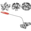 HERCHR Rosetta Maker biscotto, Set Bunuelos Stampo con Manico, Set da 4 stampini tradizionali per impasto, Stampi per Biscotti in Lega di Alluminio con Forma di Stella a Forma di Farfalla per Frittura