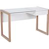 HOMCOM Scrivania di Design in Legno con Cassetto, Scrivania per Camera e Ufficio con Piano in Vetro Temperato, 120x60x75cm