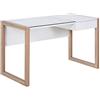HOMCOM Scrivania Moderna di Design in Legno e Vetro Temperato con Cassetto, Bianca e Color Legno, per Ufficio, 120x60x75cm
