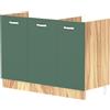 Shally Dogan Mobile Sottolavello per Cucina 3 Ante componibile Mobiletto base da 120 per lavello (Verde, 120 x 50 x 85 cm)