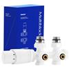 Vancoco Valvola Radiatore Angolare Valvole per Radiatori con Blocco H Connessioni Centrali da 50 mm Universale Valvola Radiatore Con Testa Termostatica Valvola per Termosifone Bianco