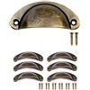 Fuxxer 6 conchiglie antiche, maniglie per mobili in ferro dal design vintage bronzo, 80 x 36 mm