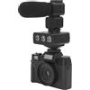 Pyhodi Videocamera con Videocamera 4K, Videocamera per da 48 MP con Microfono Wireless, Luce di Riempimento, Zoom Digitale 16X, Schermo da 3,0 Pollici, Batterie, Registratore