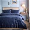 UW Home Appletree - Set copripiumino in velluto blu navy, con motivo floreale in rilievo, per letto matrimoniale (200 x 200 cm), morbido velluto blu, 2 federe, copripiumino blu velluto blu