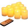 CANDLE IDEA Set di 10 lumini votivi a LED senza fiamma, con telecomando, funzionamento a batteria, set di 10 lumini elettrici per esterni, candele con timer per Natale, decorazioni natalizie (batterie incluse)