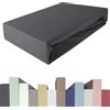 Edda Lux Premium - Lenzuolo con Angoli per materassi con altezza da 20 a 40 cm, 90 x 200/220 cm, 100 x 200/220 cm, 95% Cotone 5% Elastan, OEKO-Tex, in Jersey, colore: Grafite