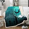 Loussiesd Coperta in pile a tema Halloween per bambini ragazzi ragazzi ragazzi ragazzi ragazzi ragazzi fantasma e cimitero coperta coperta coperta pipistrello albero luna spaventoso Halloween sherpa,