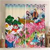 Loussiesd Giapponese Ukiyoe Tende da finestra Cherry Blossom Sakura Flower Curtain per camera da letto Soggiorno Kawaii Gatto fortunato oscuramento Tende esotico Hokusai Wave Trattamenti finestra W46* L54