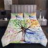 Loussiesd Woodland Trapuntato Copriletto Tie Dye Piante Coverlet per Bambini Ragazzi Ragazze Colorato Naturale Design Scenery Set Trapunta Botanica Camera da Letto Collezione 3 Pz260x240cm