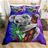 Loussiesd Set di biancheria da letto per bambini Koala per letto matrimoniale,motivo zoo animale,per ragazzi,ragazze,per camera da letto,viola,blu,galassia selvatica,in morbida microfibra con 2 federe