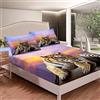 Loussiesd Tiger - Set di lenzuola per letto Safari con gatto per bambini, ragazzi, ragazze, in legno, blu, cielo animale, set di biancheria da letto colorato con disegno tramonto nero, 2 pezzi per letto singolo