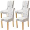 Xundefeng Coprisedie Con Schienale Set Di 4 Pezzi Marmo Bianco Sporco Universali Elasticizzato Alto Fodere Coprisedia Per Sala Da Pranzo Sedie Spandex Fodera Per Sedia A Sbalzo
