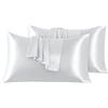 Ved Federe per cuscini in raso VED, 2 confezioni, federe in seta per capelli e pelle con chiusura a busta, misura standard, 50x91 cm (ARGENTO)