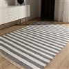 benuta Pop Tappeto cotone Tom - Grigio/Crema 70x120 cm - Tessuto a mano per camera da letto, salotto, soggiorno - Riciclato - Adatto al riscaldamento a pavimento