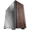 Mars Gaming MC-WOOD, Case PC ATX, Pannello Frontale Legno, Finestra Laterale in Vetro Cromato, Ventola FDB 120mm, Raffreddamento Liquido fino a 360mm, Doppia Camera, Gestione Cavi, Semi Tower PC, Nero