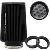 Journdream Filtro aria conico universale 76 mm, 89 mm, 101 mm, ad alte prestazioni, ingresso aria, cono rotondo, filtro aria detergente per auto da corsa, sport, 3 misure in 1 (nero-grigio)