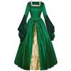 Generico Costume Halloween Donna Nero Vintage dell'800 Abito Steampunk Donna Eleganti Corsetto Swing Vestito Medievale Donna Vestito Dark Gothic Maxi Abito