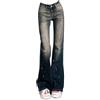Generic 2023 Pantaloni in Denim Blu sfumato Moda Donna Paillettes Design Scintillante Vita Alta Pantaloni a Zampa d'elefante Jeans Femminili-Blu-XS