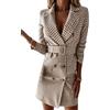 kewing Giacca da Abito Casual da Donna con Cintura a Quadri Doppiopetto Vestito Moda Casual