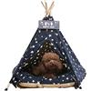 NUKied Tipi Tenda per Animali con Cuscino- Domestici Cuccia in Tela Portatile per Cani e Gatti -51x51x61cm Rimovibile e Lavabile Gatti Casetta da Gioco (Blu navy)