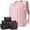 Lekespring Zaino da Viaggio Aereo (30L) per Ryanair,Zaino Viaggio Donne e Uomini,Borsa Cabina Bagaglio a Mano con 6 Sacchetti Organizzatori,Scuola Trekking Lavoro D'affari Casual,Rosa