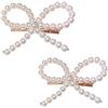 Furnrubden Fermagli per capelli con perle, 2 pezzi, per donne e ragazze, fermagli per capelli con fiocco dolce, accessori da sposa con perle e forcine per capelli per damigelle d'onore, ragazze, bambini, bambini